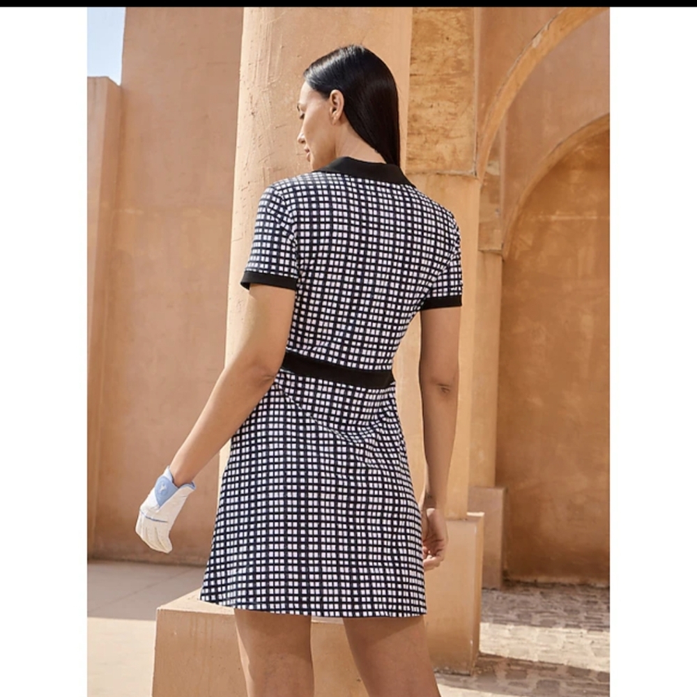Acegolfs Black & White SS Checkered Dress NWT Pickleball Golf Tennis Sz Small - Picture 2 of 13